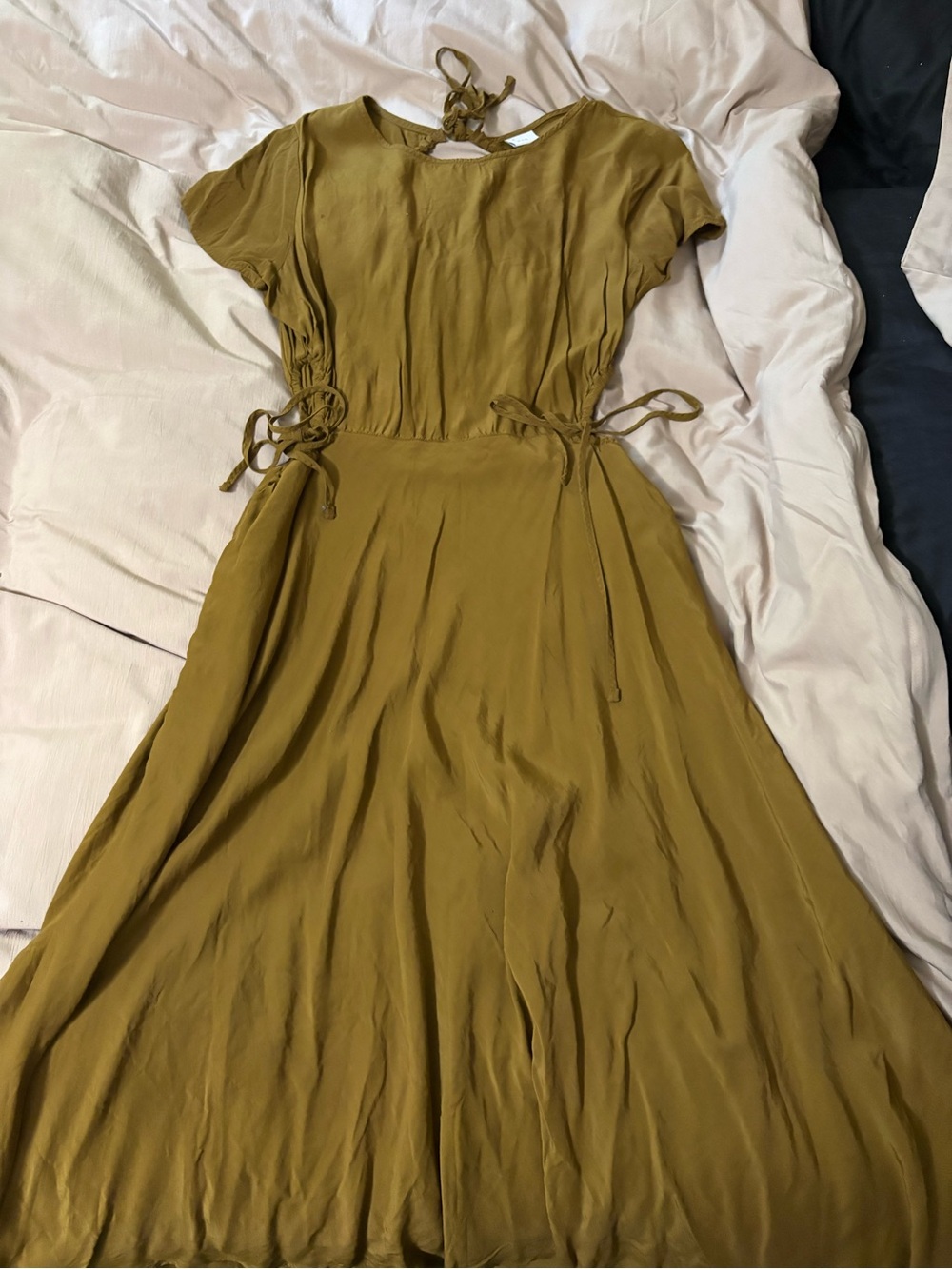 a new day Olive Green Maxi Dress with Tie Waist